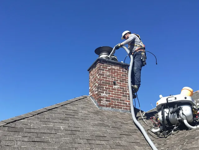 Dedicated Westmont Chimney Sweep team member cleaning a chimney in Westmont, CA