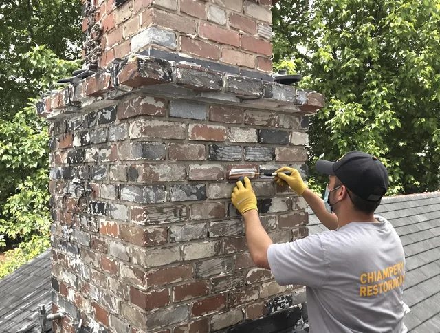 In-progress chimney restoration by Westmont Chimney Sweep in Westmont, CA